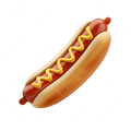 Classic hot dog with sausage in a bun topped with mustard
